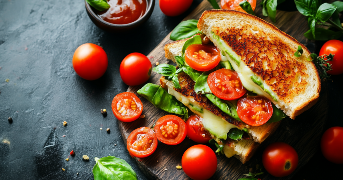 Sandwich grilled cheese avocat mozzarella tomate
