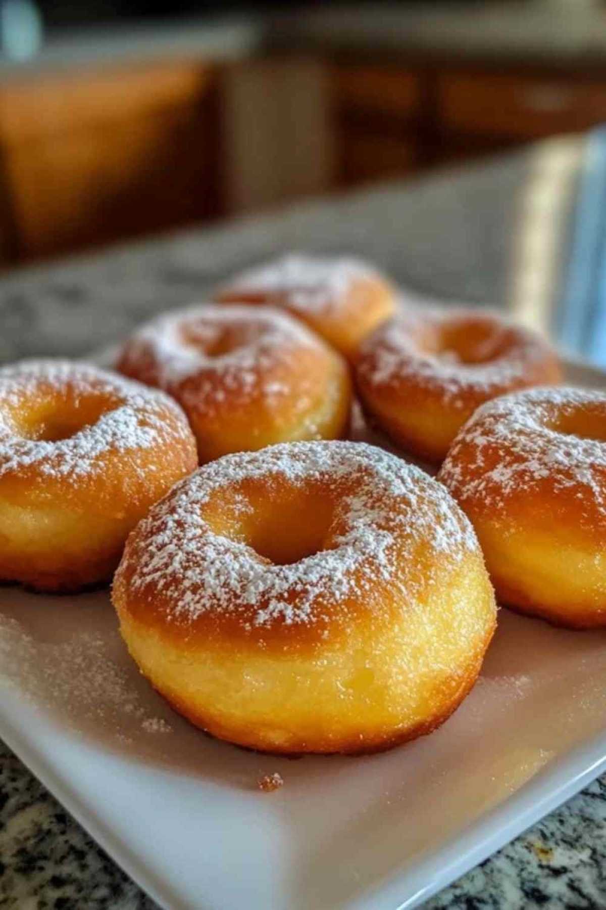Beignets de pêches servis avec une boule de glace à la vanille