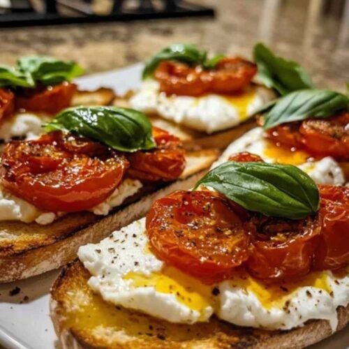 Étapes de préparation des bruschettas aux tomates confites