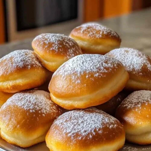 Beignets frits sucrés saupoudrés de sucre en gros plan