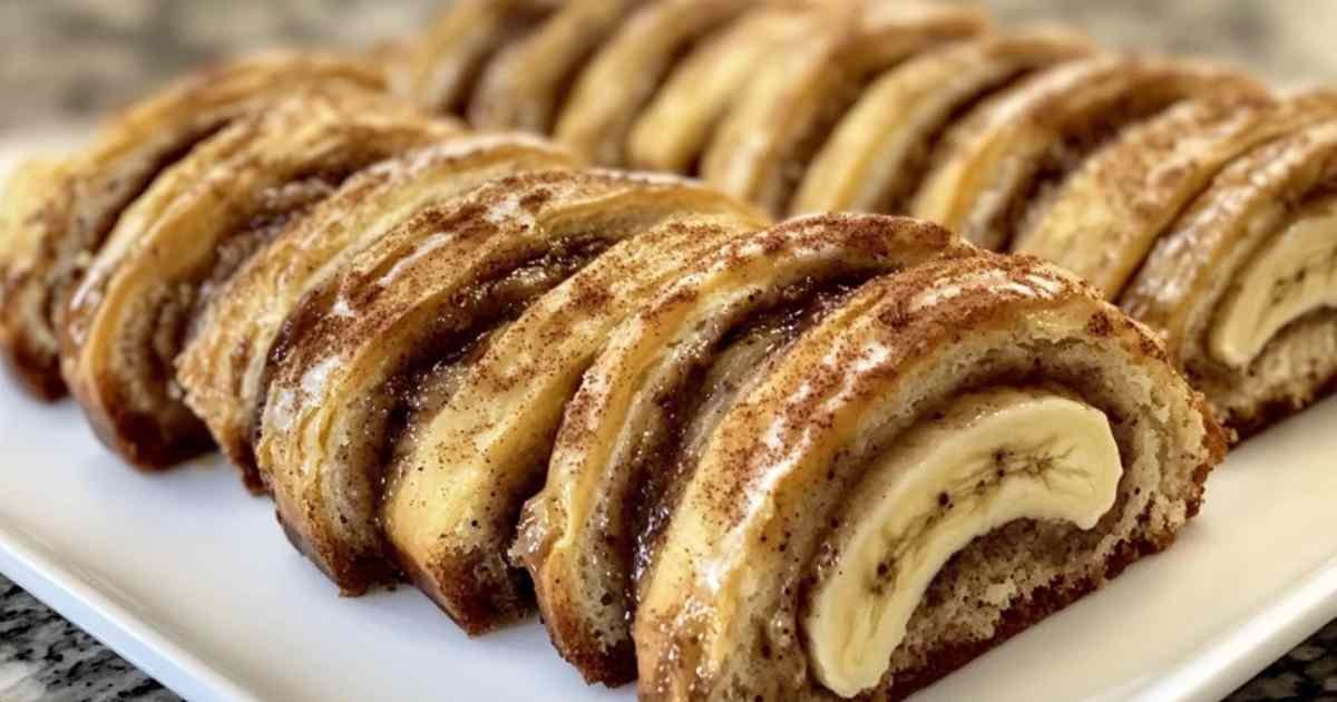 Rouleaux de pain à la banane et à la cannelle fraîchement cuits