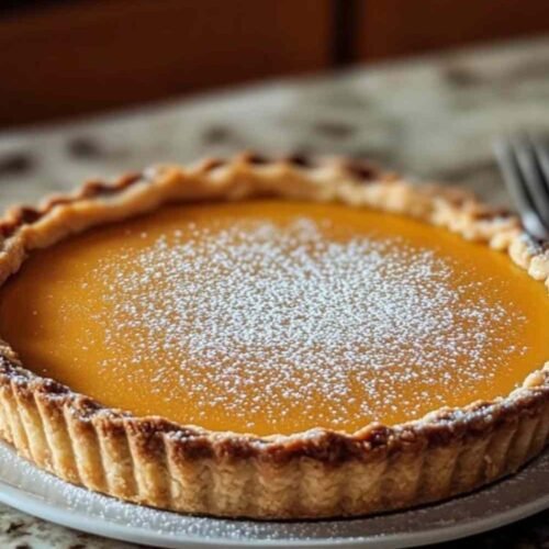 Tarte au sucre chti du Nord traditionnelle dorée et caramélisée