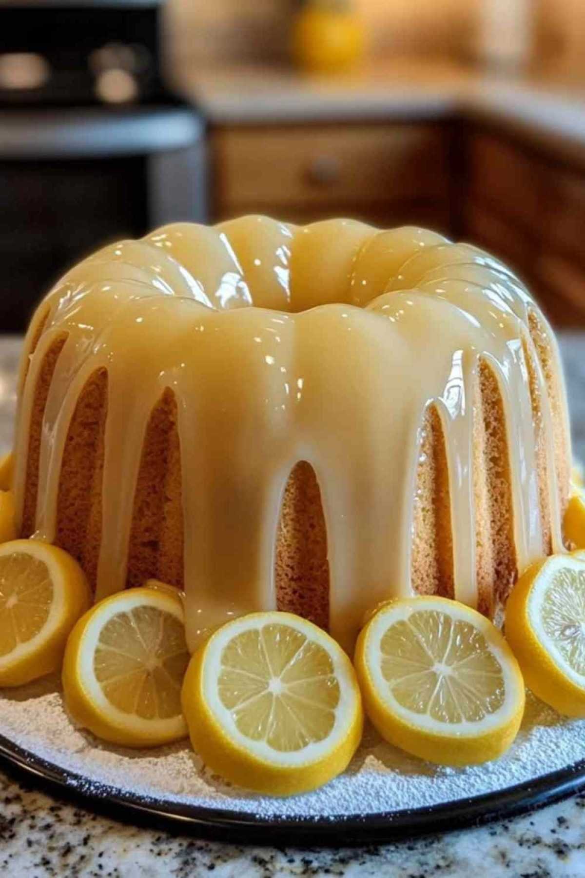 Gâteau au citron avec glaçage brillant
