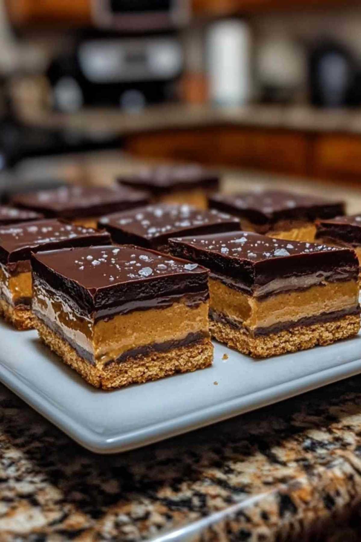 Gros plan d’une bouchée de barre au chocolat et beurre de cacahuète