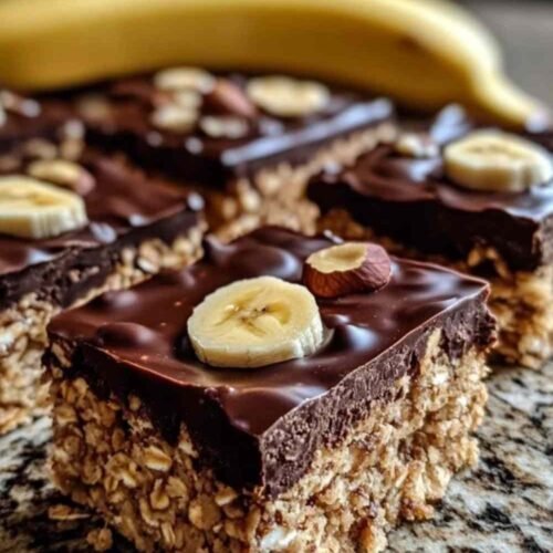 Ingrédients pour barres de céréales maison : avoine, noisettes, banane et chocolat