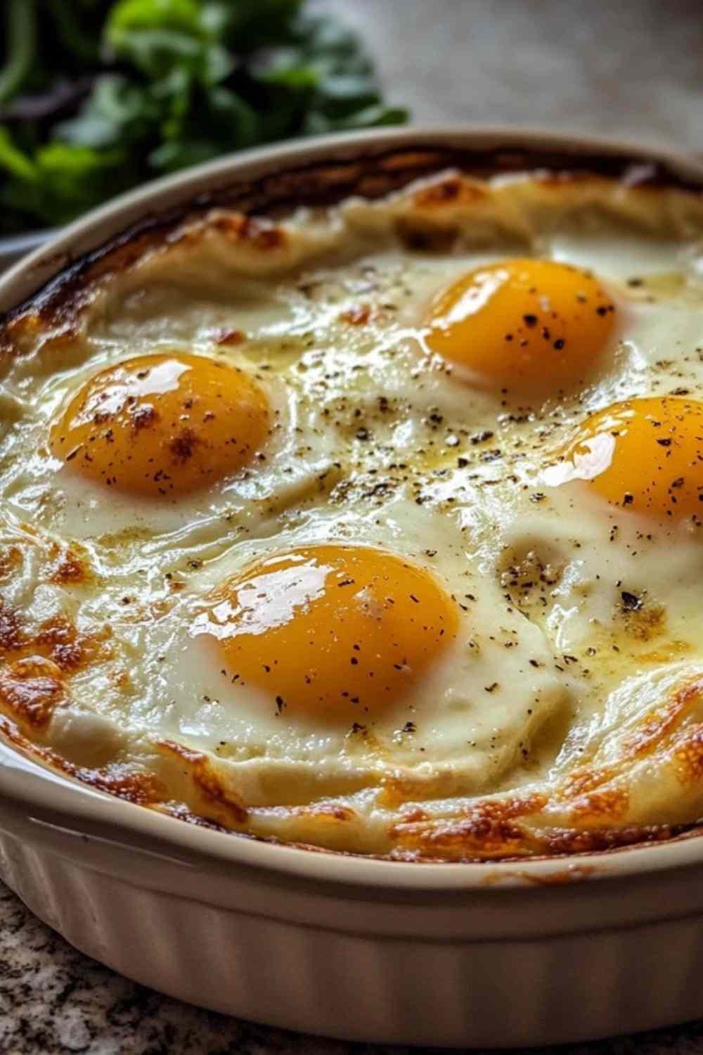 Gratin d’œufs durs à la béchamel doré et fumant