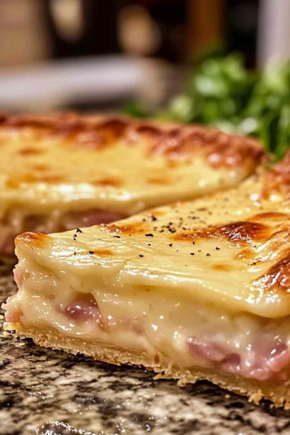 Tarte jambon gruyère dorée sortant du four