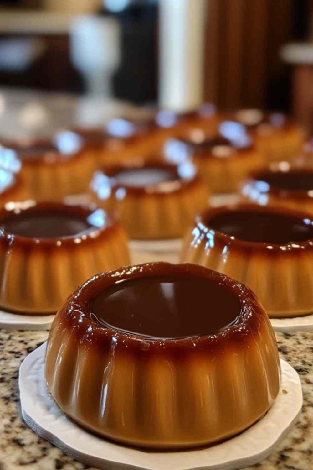 Flans au café dans leurs ramequins prêts à être dégustés