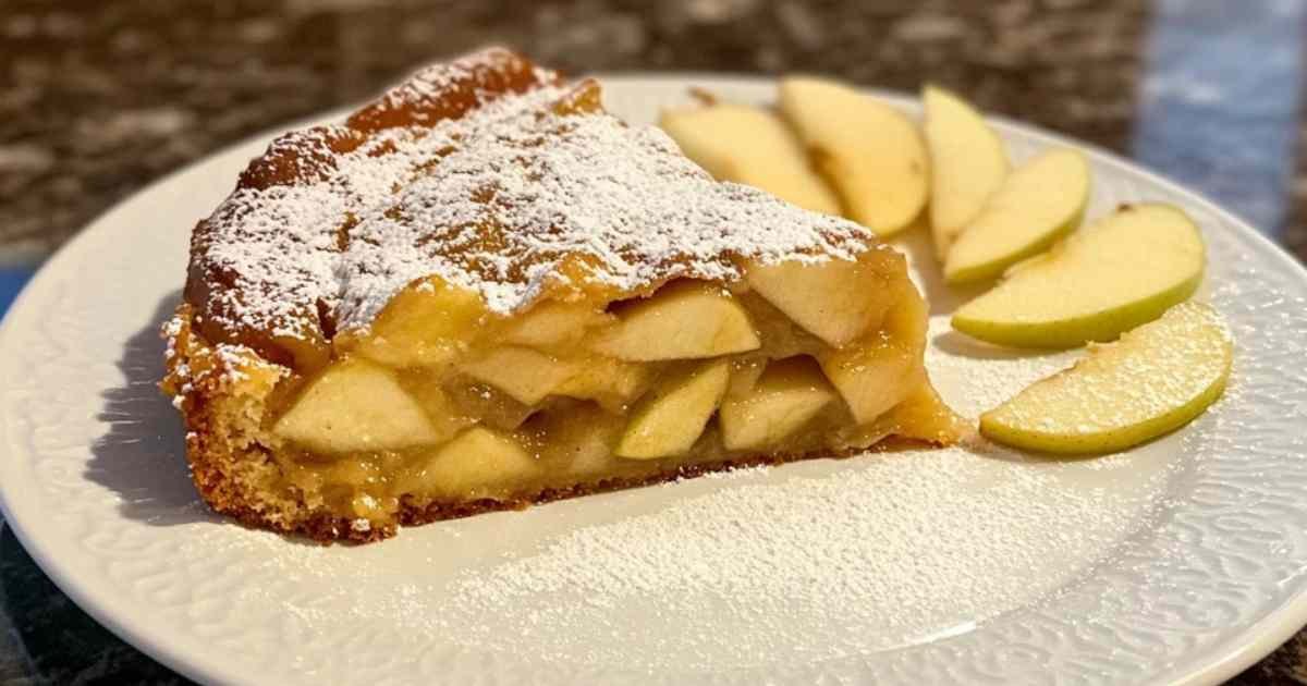 Tranche de gâteau aux pommes suédois avec crème fouettée