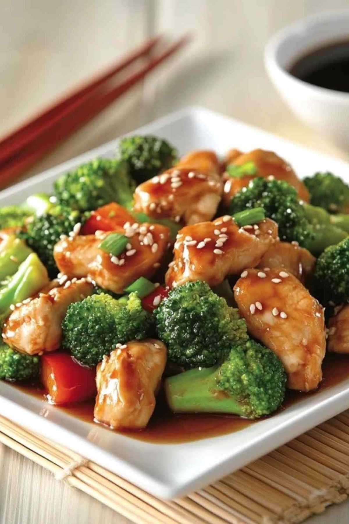 Cuisson du sauté de poulet et brocoli dans un wok