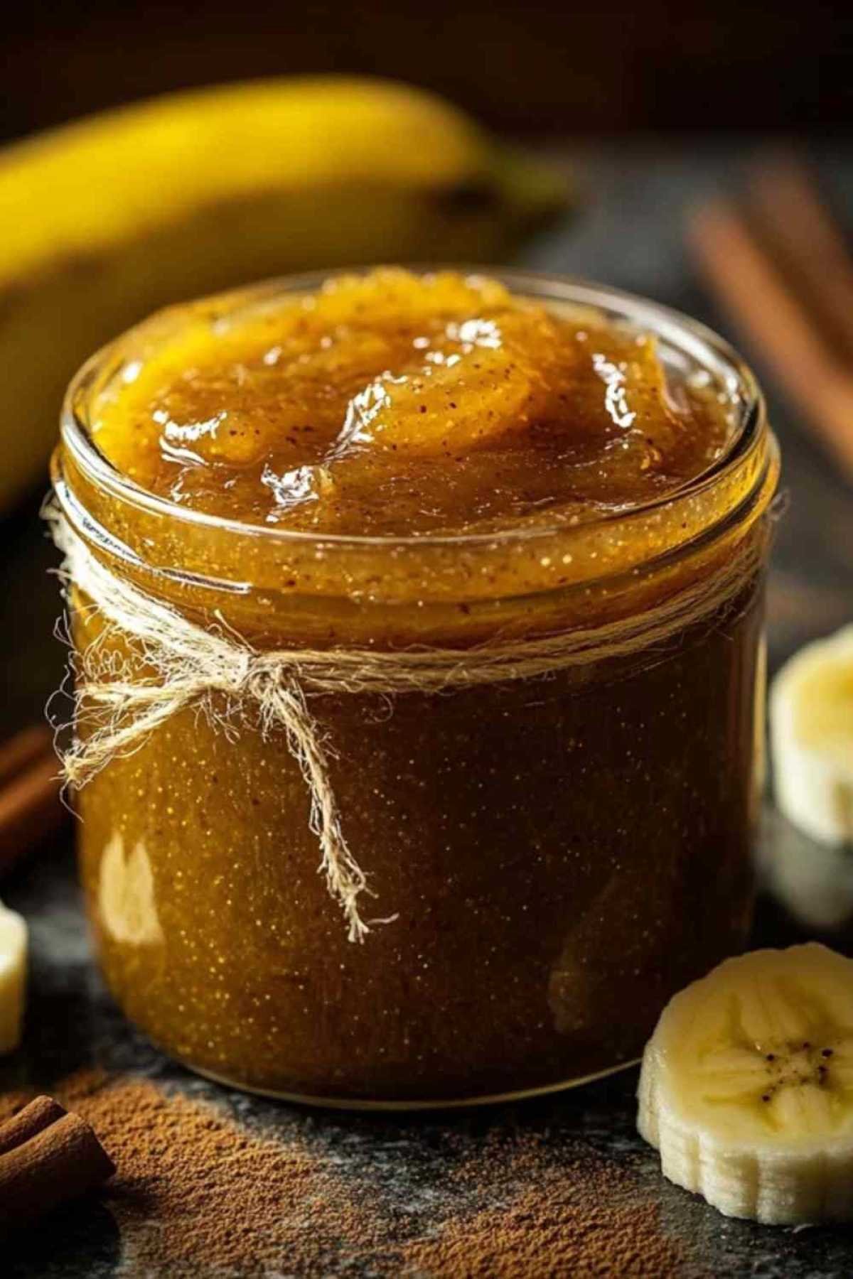 Tartine de pain garnie de confiture de banane