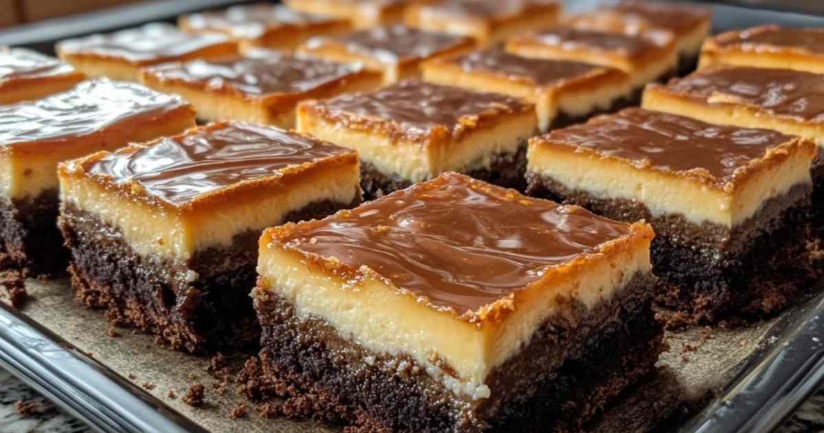 Brownies au cheesecake caramel Milky Way fraîchement coupés