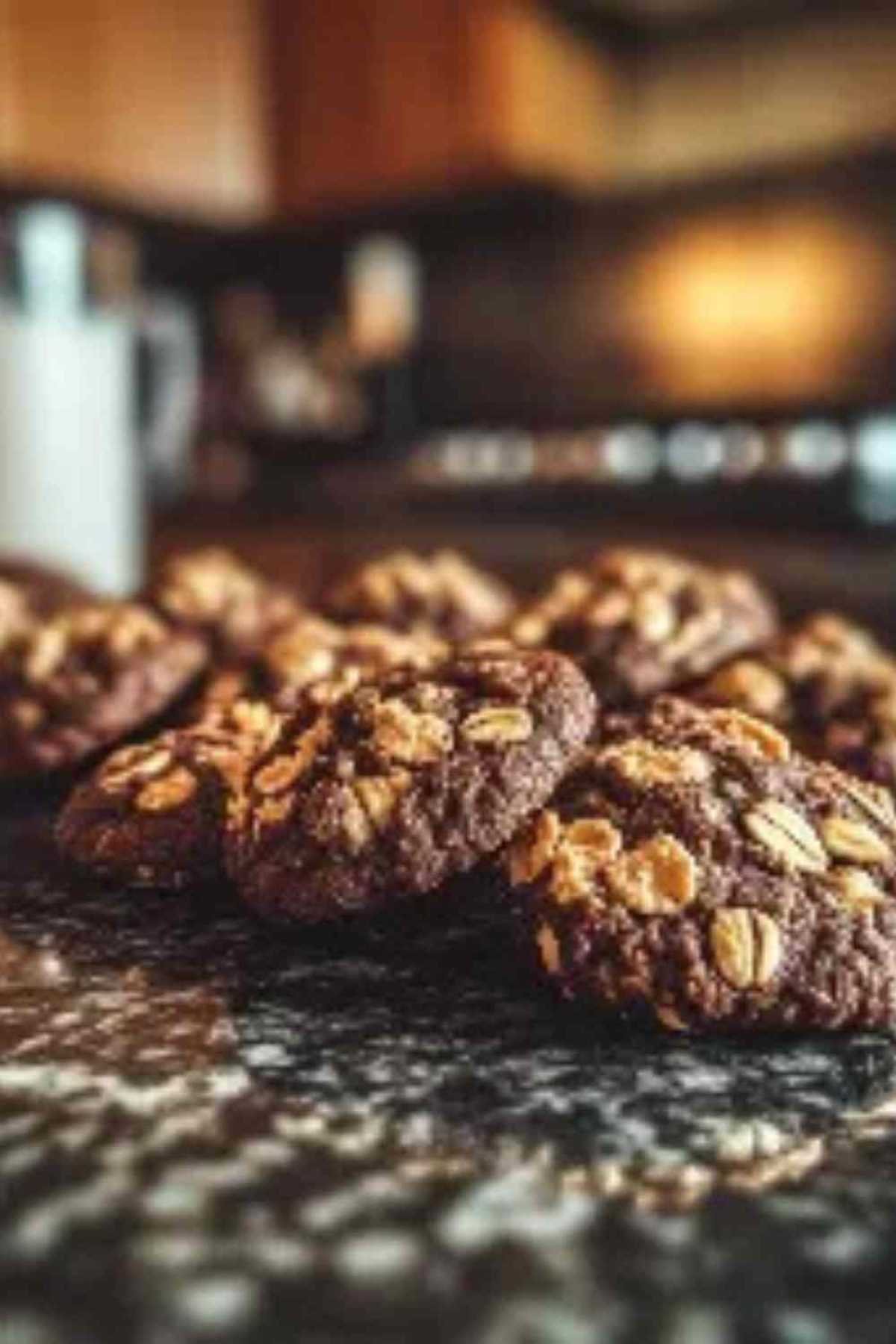 Mélange chocolaté pour cookies sans cuisson dans une casserole.