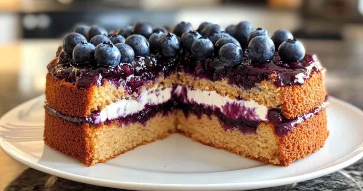 Étapes de préparation du gâteau aux myrtilles et crème fraîche