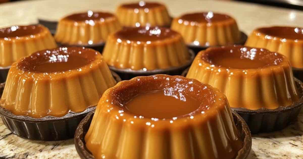 Flan au café servi avec une touche de crème fouettée