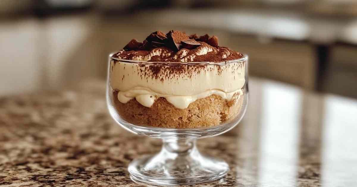 Tiramisu gourmand au chocolat noir saupoudré de cacao