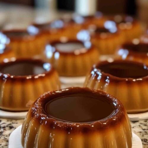 Flans au café dans leurs ramequins prêts à être dégustés