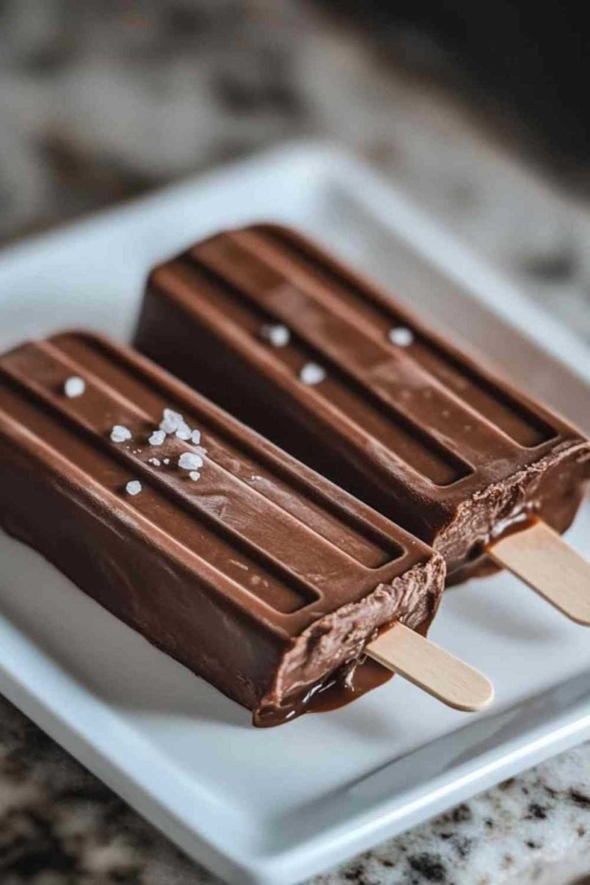 Fudgesicles maison servis avec fruits rouges