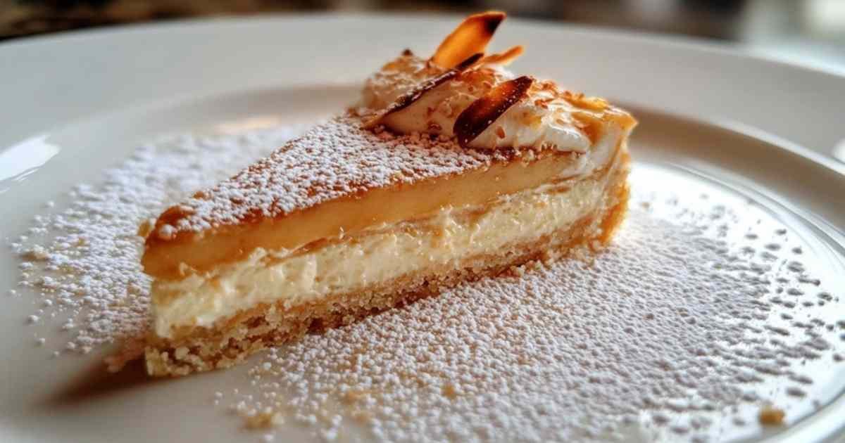 Tarte à la noix de coco sans croûte dorée et fondante