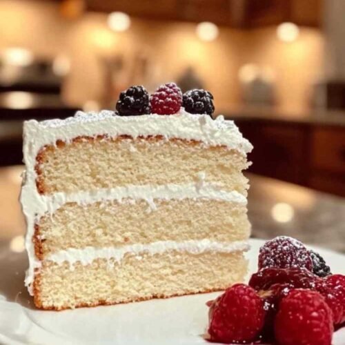 Tranche de gâteau nuage montrant sa texture fondante