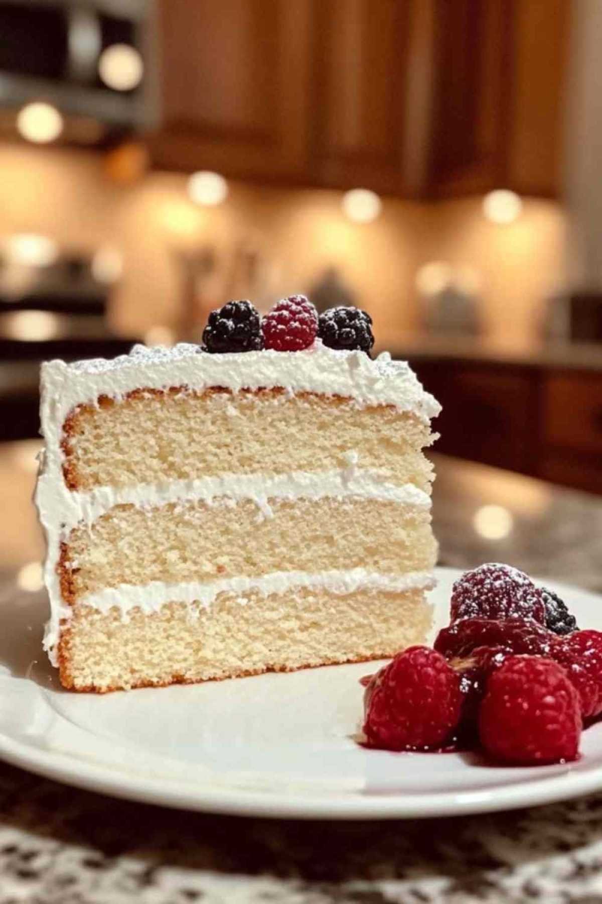 Tranche de gâteau nuage montrant sa texture fondante