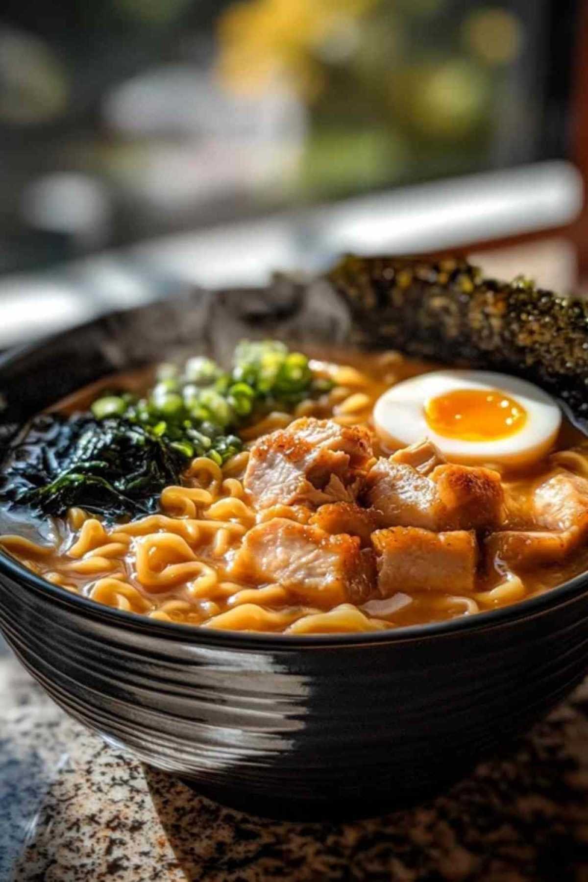 Bouillon de ramen avec gingembre et ail en train de mijoter