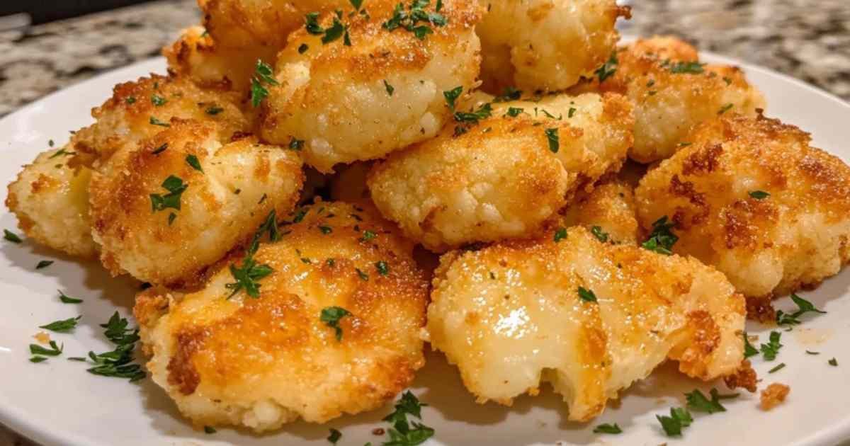 Chou-fleur au parmesan servi sur une assiette