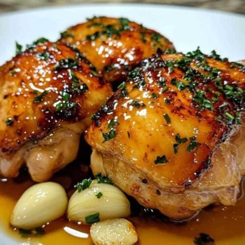 Poulet au miel et à l’ail en cours de cuisson au four