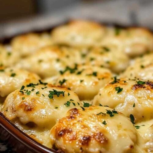 Bouchées de champignons gratinés dorés sortant du four