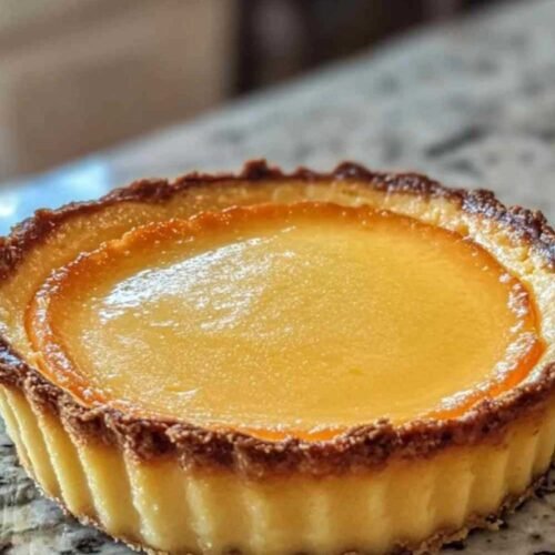 Part de flan parisien montrant la texture crémeuse