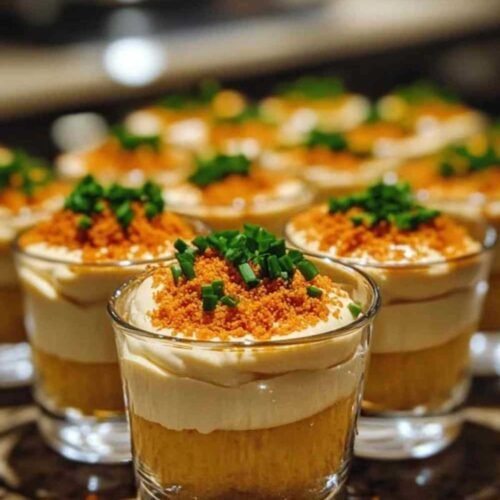 Œufs mimosa en verrines décorés de paprika et ciboulette