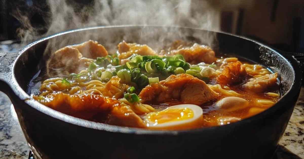 Bol de ramen au poulet avec garnitures colorées