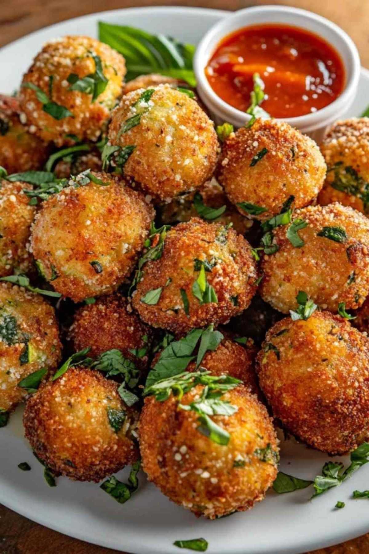Boulettes de courgettes crues prêtes à être enfournées
