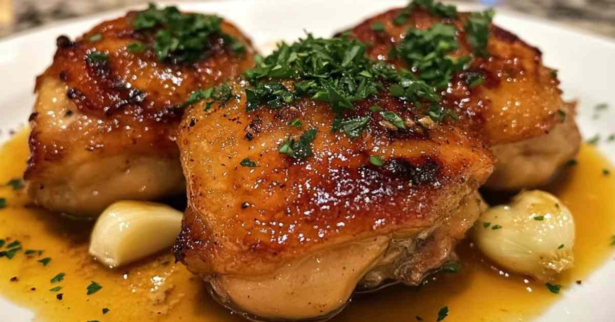 Cuisses de poulet marinées dans sauce miel et ail