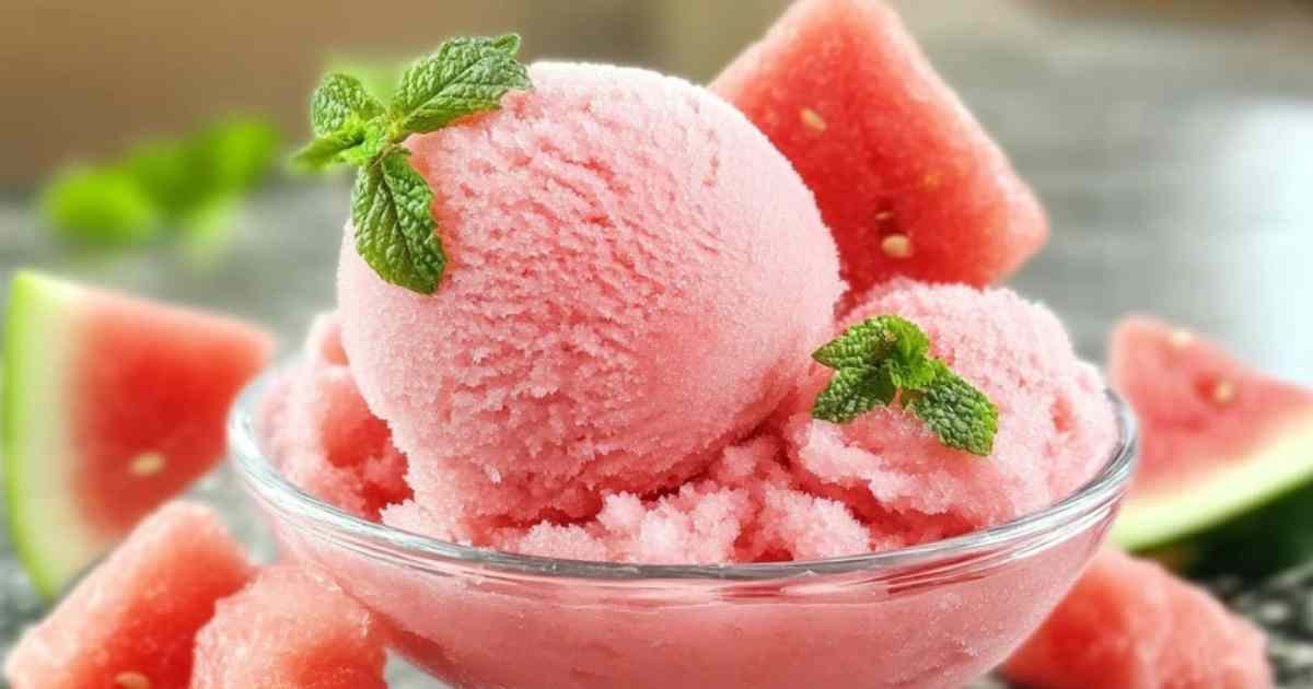 Glace à la pastèque crémeuse dans une coupe