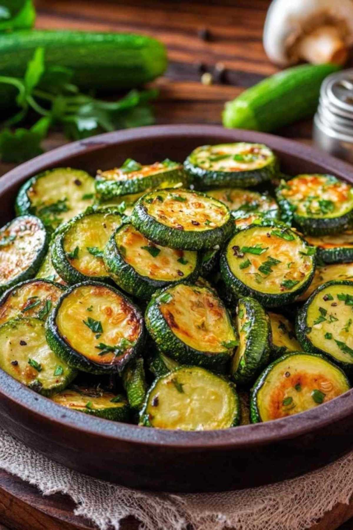 Sauté de courgettes aux champignons en cours de cuisson dans une poêle