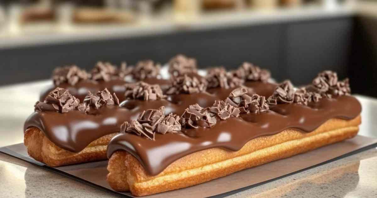 Éclairs au chocolat faits maison avec glaçage brillant et crème pâtissière