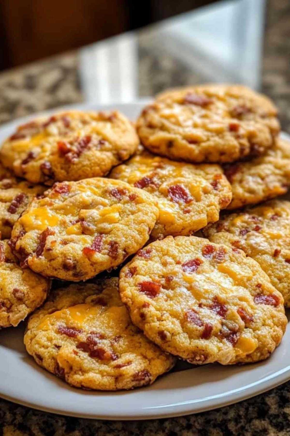 Cookies au cheddar et lardons servis avec une soupe