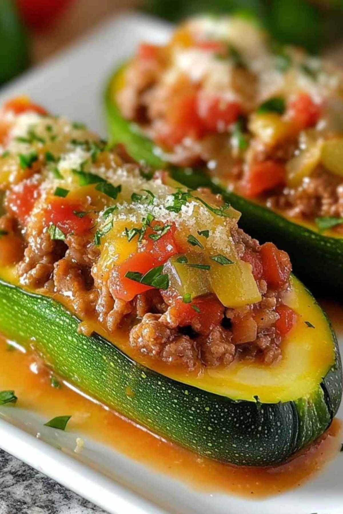 Préparation de la farce pour courgettes légères au bœuf haché